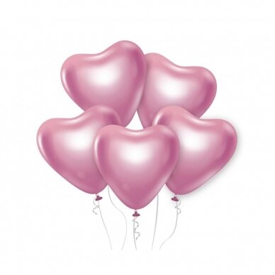 Balloons Beauty&Charm, Platinum light pink hearts, 12"/6 pcs.