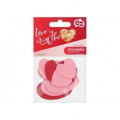 3D self-adhesive stickers Love is in the air - Hearts, mix, 12 pcs 1