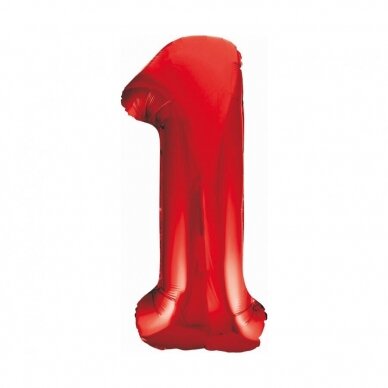 Foil balloon number 1, red, 85 cm