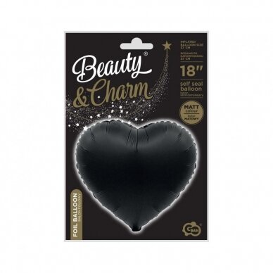 Foil balloon B&C "Heart", black matt, 18" 1