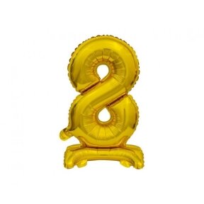 B&C foil balloon Standing digit 8, gold, 38 cm