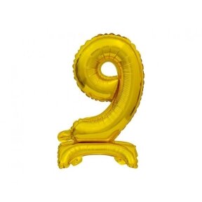 B&C foil balloon Standing digit 9, gold, 38 cm