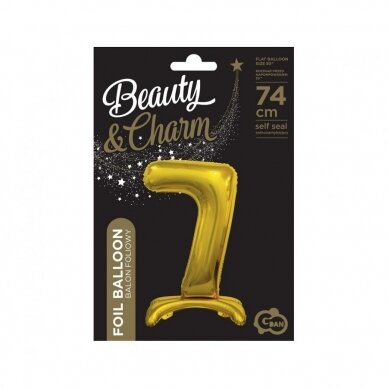 B&C standing foil balloon Digit 7, gold, 74 cm 1