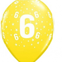 Balloon 'Number 6', yellow (1 pc./30cm)