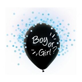 Boy or Girl balloons, blue confetti, 12", 4 pcs.