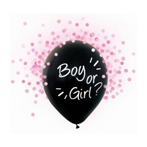 Helium formula balloons Boy or Girl, pink confetti, 12", 4 pcs.