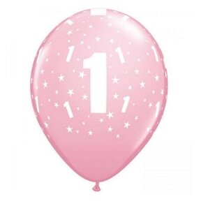 Balloon QL 11" with overprint "1" , pastel pink / 6 pcs