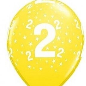 Balloon 'Number 2', yellow (1 pc./30cm)