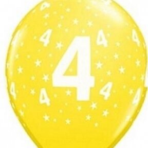 Balloon 'Number 4', yellow (1 pc./30cm)