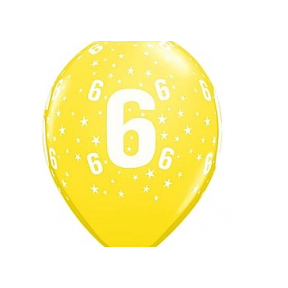 Balloon 'Number 6', yellow (1 pc./30cm)