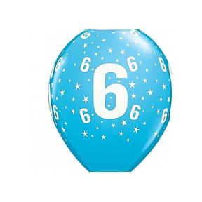 Balloon QL 11" with overprint "6" , pastel blue