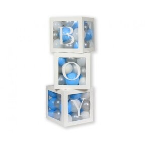 Balloon box set, 35 cm, with printed letters BOY / 3 pcs.