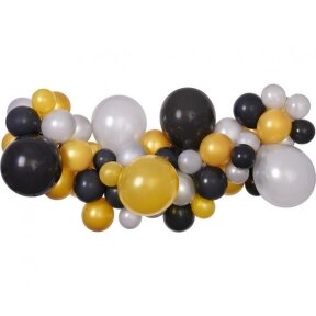 DIY balloon garland silver-gold-black, 65 balloons + tape