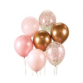 B&C Balloon Bouquet, pink and copper, 7 pcs.