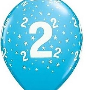 Balloon QL 11" with overprint "2" , pastel blue