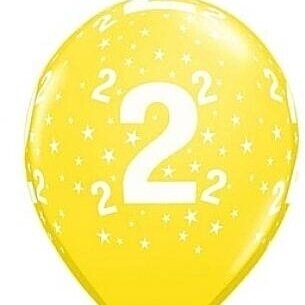 Balloon 'Number 2', yellow (1 pc./30cm)