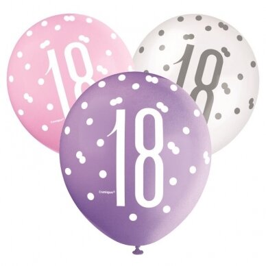 Pink & Silver 18th Birthday Balloons (Latex)