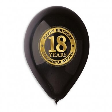 Premium Balloons "18 years" , black, 12" / 5 pcs