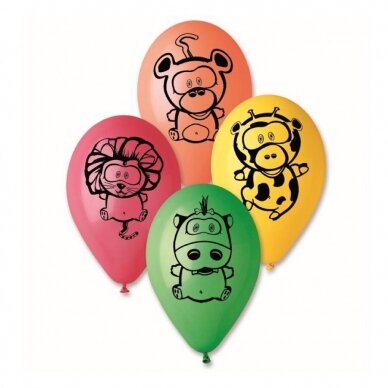 Premium Balloons "Jungle Animals", 12" / 5 pieces