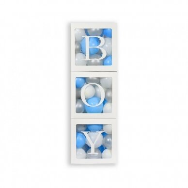 Balloon box set, 35 cm, with printed letters BOY / 3 pcs. 1