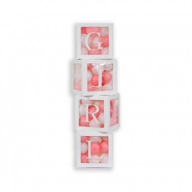 Balloon box set, 35 cm with printed letters GIRL / 4 pcs.