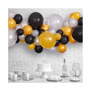 DIY balloon garland silver-gold-black, 65 balloons + tape 1