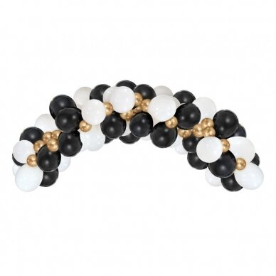 Balloon garland B&C, white, gold and black, 70 pcs