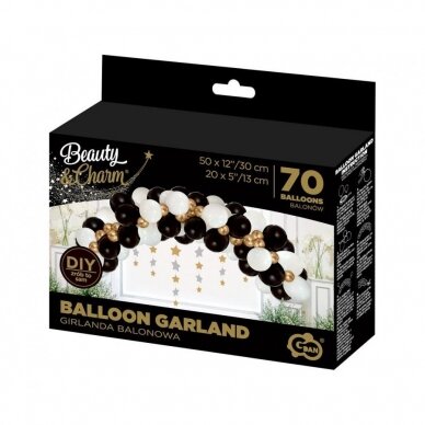 Balloon garland B&C, white, gold and black, 70 pcs 1