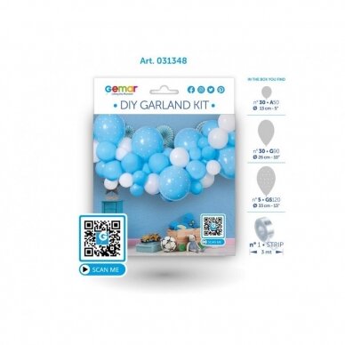 DIY balloon garland Baby Blue, 65 balloons + tape 2