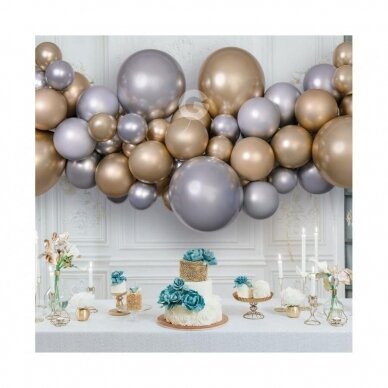 DIY balloon garland Shine, silver-gold, 65 balloons + tape 2