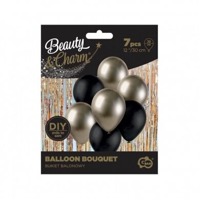 Balloon bouquet B&C, prosecco-black / 7 pcs 2