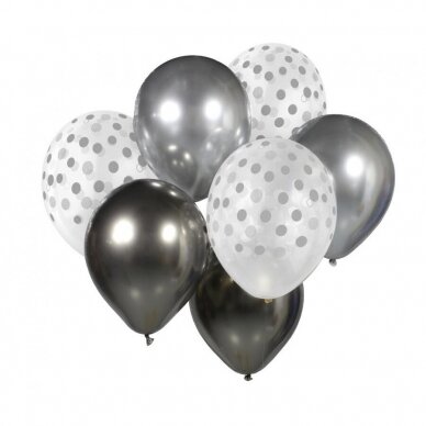 Balloon bouquet B&C Silver & Graphite, 7 pcs