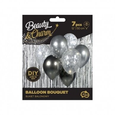 Balloon bouquet B&C Silver & Graphite, 7 pcs 2