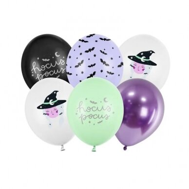 Halloween balloon set with witch and bats "Hocus Pocus" (6 pcs./30 cm)