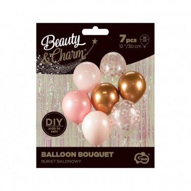 B&C Balloon Bouquet, pink and copper, 7 pcs. 1