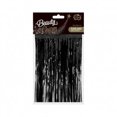 Decorative garland B&C, metallic fringes, black 1