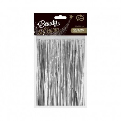 Decorative garland B&C, metallic fringes, silver 1