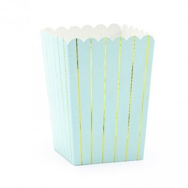 Boxes for popcorn Stripes, light blue, 7x7x12.5cm,