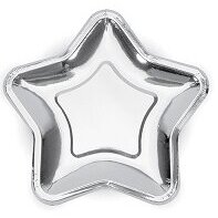 Paper Plates Star, silver, 18cm