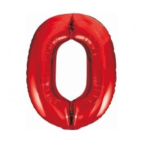 Foil balloon number 0, red, 85 cm