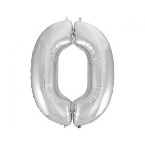 Foil balloon B&C digit 0, silver, 92 cm