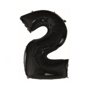 Foil balloon B&C digit 2, black, 92 cm