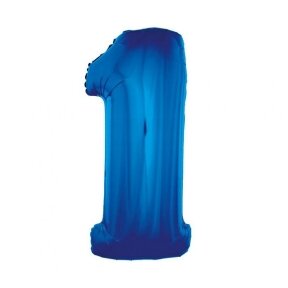 Foil balloon B&C digit 1, blue, 92 cm