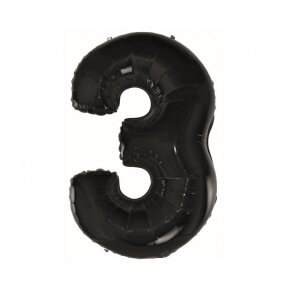 Foil balloon B&C digit 3, black, 92cm