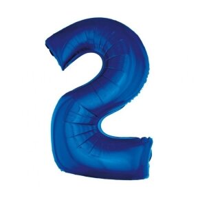 Foil balloon B&C digit 2, blue, 92 cm