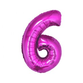 Foil balloon B&C digit 6, pink, 91 cm