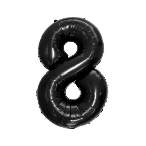 Foil balloon B&C digit 8, black, 92 cm