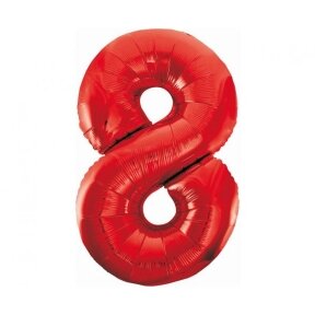 Foil balloon number 8, red, 85 cm