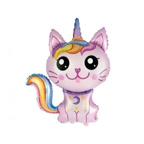 Foil balloon 24" FX Magic Cat (pink), packed