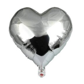 Foil balloon Heart, Silver 18" (37cm.)